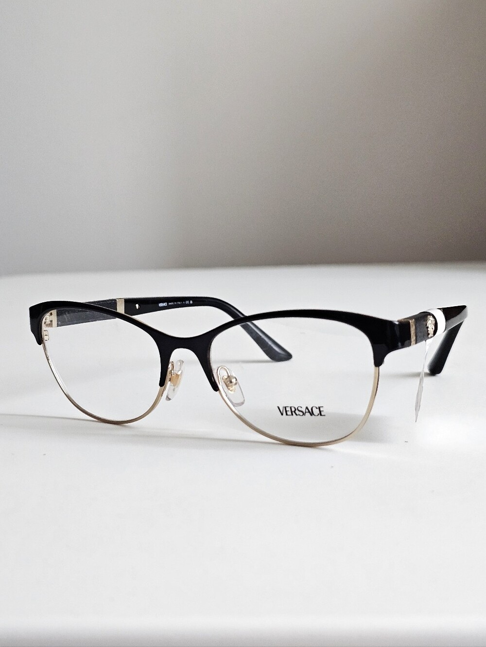 Versace DVE1233Q Black Gold Medusa Eyeglasses Cat Eye Frames 53-17-140 NEW